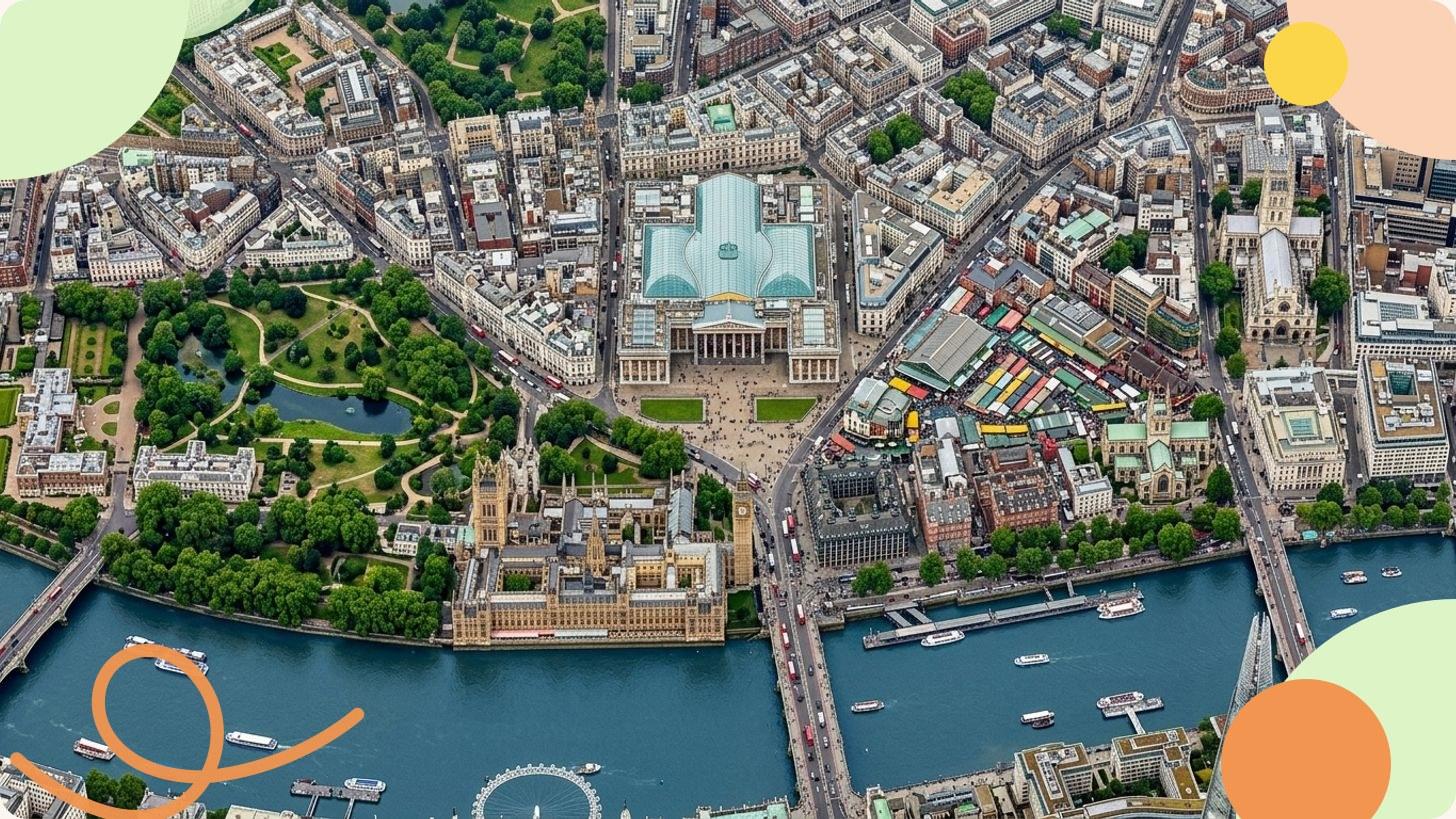 Blick auf die St. Paul's Cathedral und historische Londoner Gebäude von der Themse bei schönem Wetter